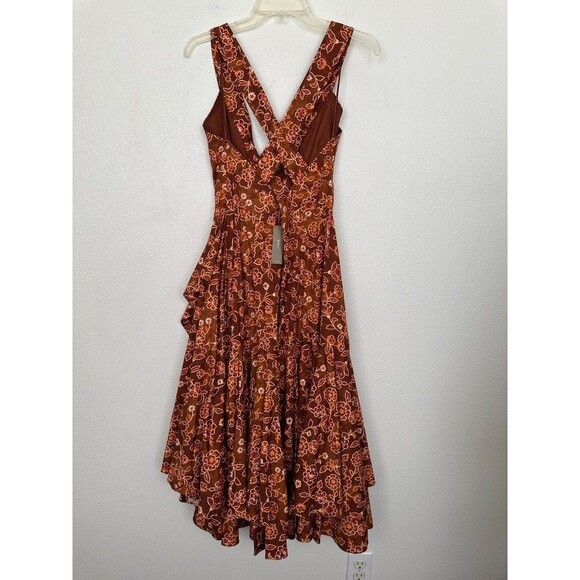 J. Crew Collection Cross Back Ruffle Midi Dress Vtg Vines Burnished Pecan 6 NEW - Picture 12 of 16
